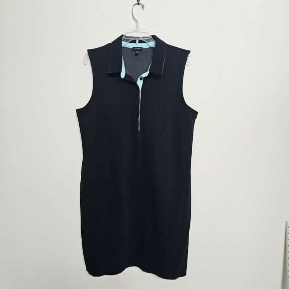 Talbots Dresses & Skirts - Talbots Womens XL Navy Blue Sleeveless Polo Dress Pique Knit Aqua Trim Sporty